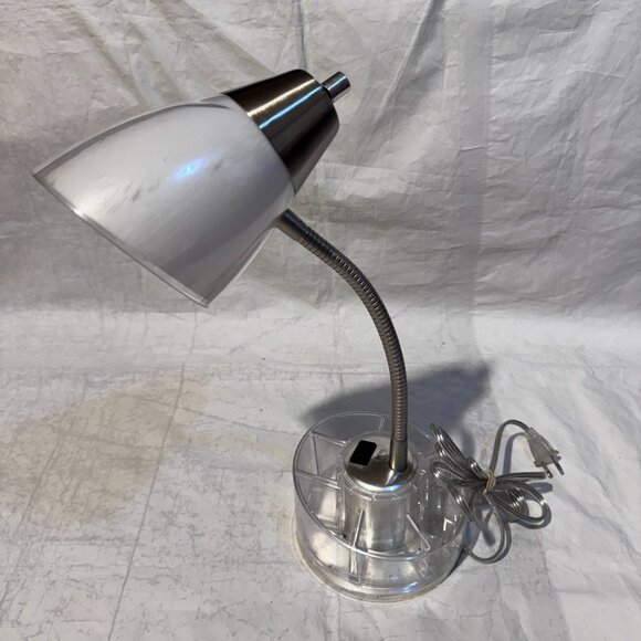 Luminaire Gooseneck Clear Plastic Desk Lamp Organizer Y2K Decor - Picture 1 of 10